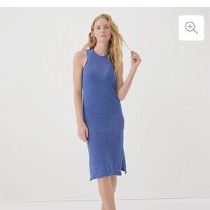 Pact linen open knit dress beach cover up navy blue size XXL NWT